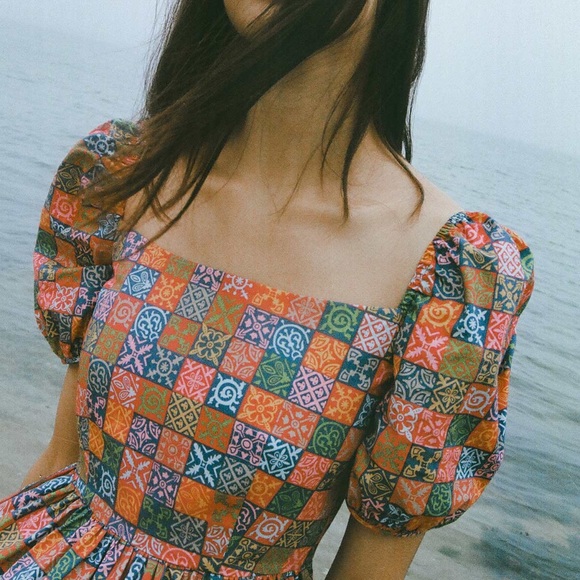 Coco Shop Short-Sleeve Maxi Dress in Navy Checkerboard - Picture 5 of 16